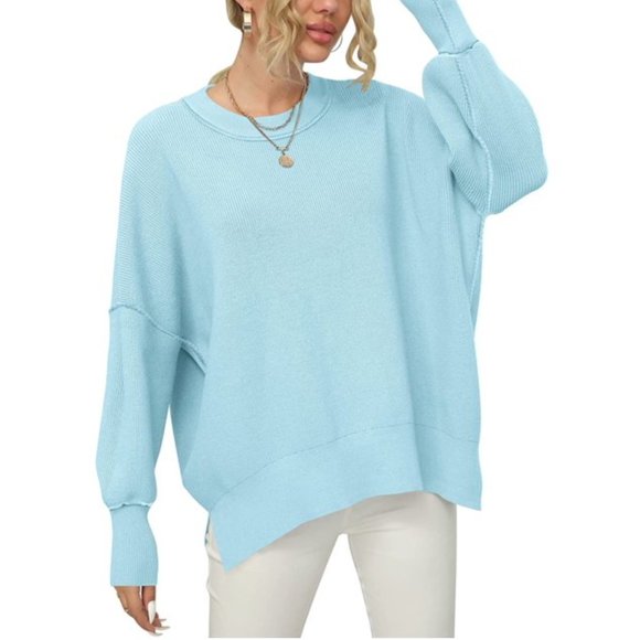 Baby Blue Oversized knit Sweater Sz M - Picture 2 of 7